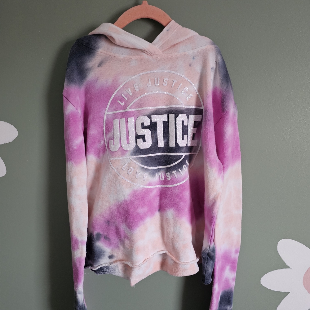 Justice Active Pink and Cream Hoodie Sweatshirt - Picture 1 of 4